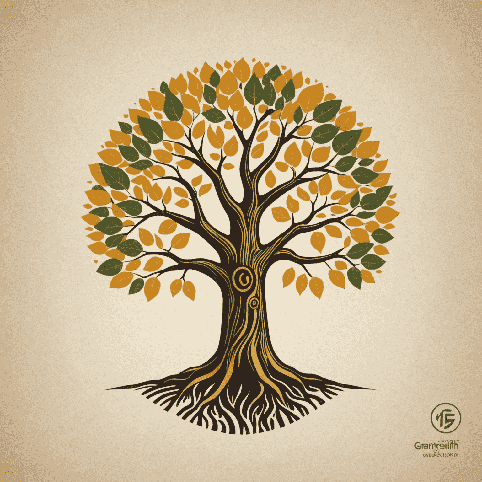 GeneraWealth SA logo featuring a stylized baobab tree with golden leaves, symbolizing growth and prosperity in South Africa